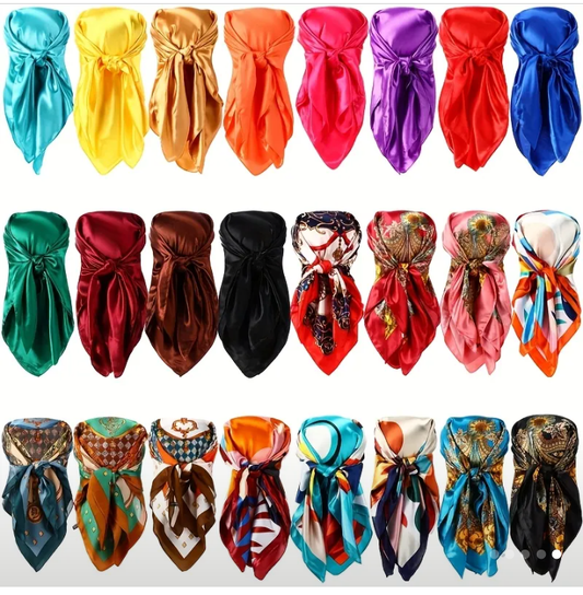 Vintage Satin square scarf/ head wrap